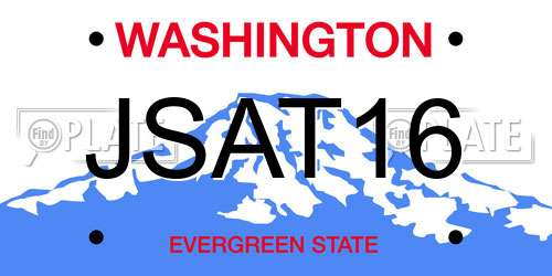 JSAT16 Washington License Plate