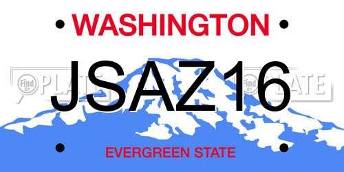 JSAZ16 Washington License Plate
