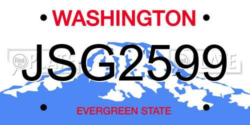 JSG2599 Washington License Plate