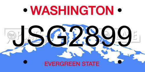 JSG2899 Washington License Plate
