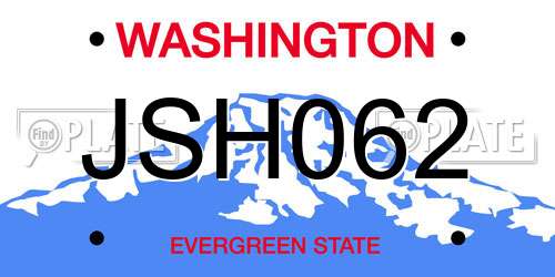 JSH062 Washington License Plate