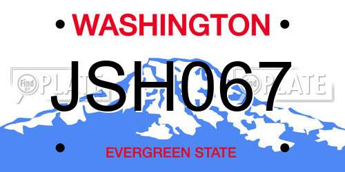 JSH067 Washington License Plate