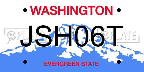 JSH06T Washington License Plate