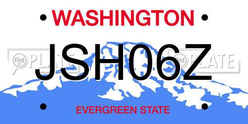 JSH06Z Washington License Plate