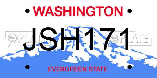 JSH171 Washington License Plate