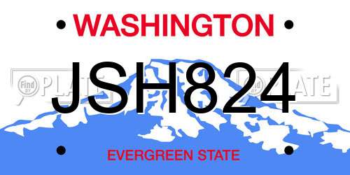 JSH824 Washington License Plate