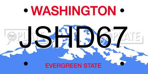 JSHD67 Washington License Plate