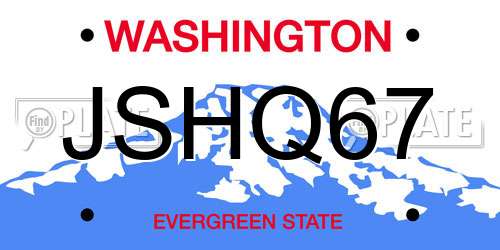 JSHQ67 Washington License Plate