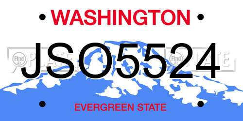 JSO5524 Washington License Plate