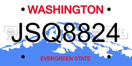 JSQ8824 Washington License Plate
