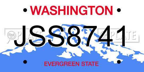 JSS8741 Washington License Plate