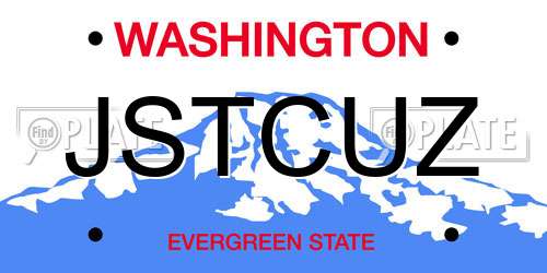 JSTCUZ Washington License Plate