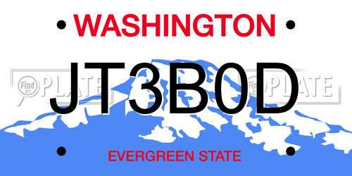 JT3B0D Washington License Plate