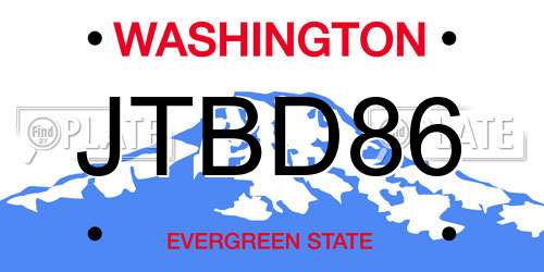 JTBD86 Washington License Plate