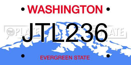JTL236 Washington License Plate