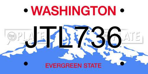 JTL736 Washington License Plate