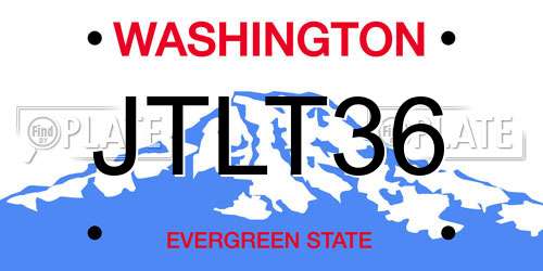 JTLT36 Washington License Plate