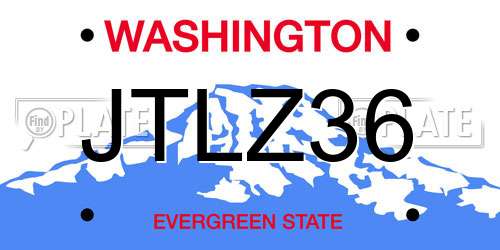JTLZ36 Washington License Plate