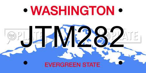 JTM282 Washington License Plate