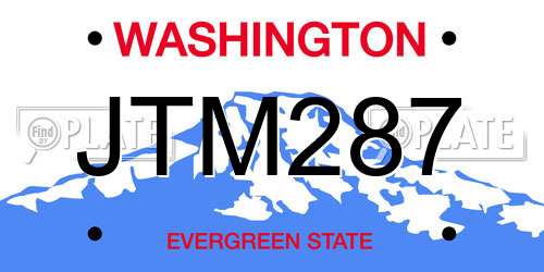 JTM287 Washington License Plate