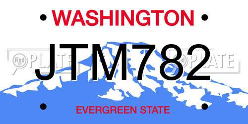 JTM782 Washington License Plate
