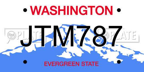 JTM787 Washington License Plate