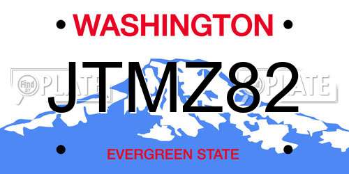JTMZ82 Washington License Plate