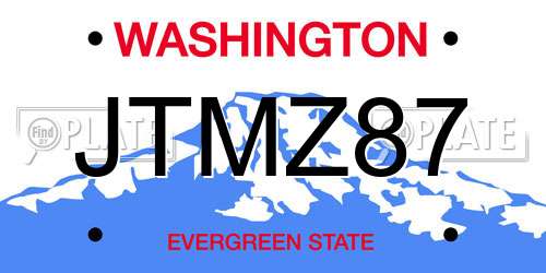 JTMZ87 Washington License Plate
