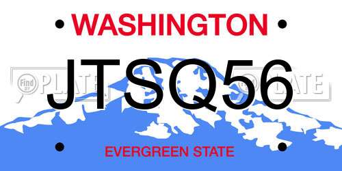 JTSQ56 Washington License Plate