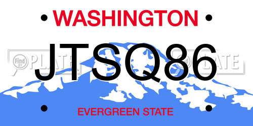 JTSQ86 Washington License Plate