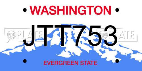 JTT753 Washington License Plate