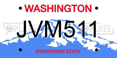 JVM511 Washington License Plate