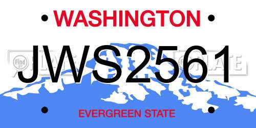 JWS2561 Washington License Plate