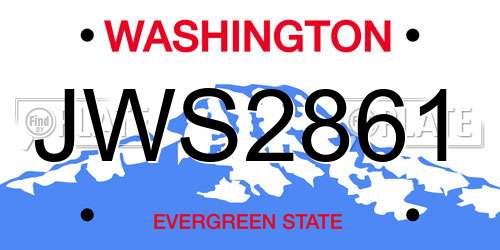 JWS2861 Washington License Plate