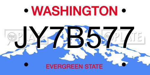 JY7B577 Washington License Plate