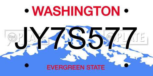 JY7S577 Washington License Plate