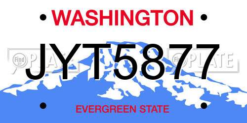 JYT5877 Washington License Plate