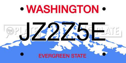 JZ2Z5E Washington License Plate