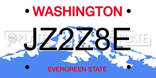 JZ2Z8E Washington License Plate