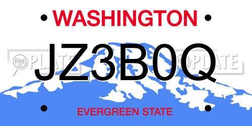 JZ3B0Q Washington License Plate