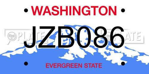 JZB086 Washington License Plate