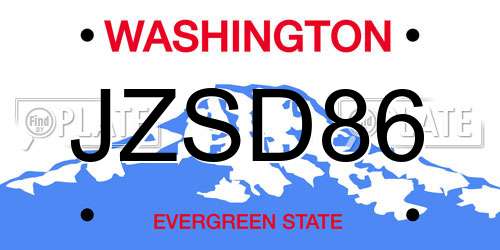 JZSD86 Washington License Plate