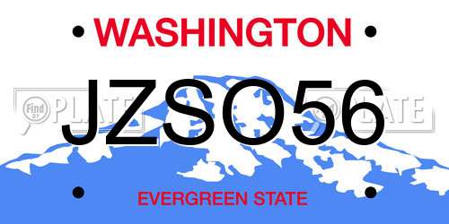 JZSO56 Washington License Plate