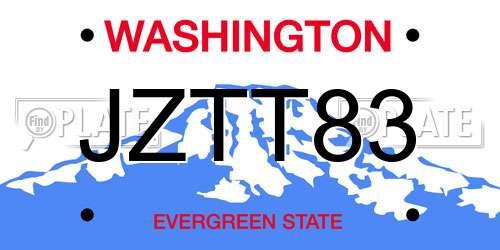 JZTT83 Washington License Plate