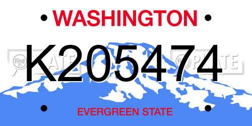 K205474 Washington License Plate
