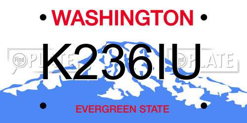 K236IU Washington License Plate