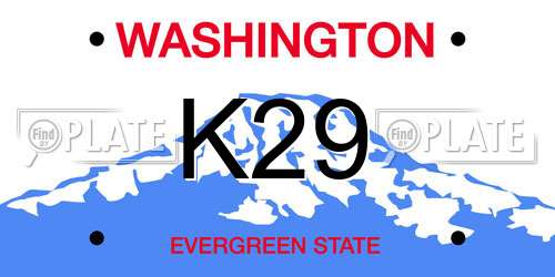 K29 Washington License Plate