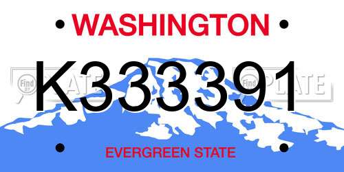 K333391 Washington License Plate