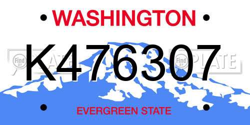 K476307 Washington License Plate