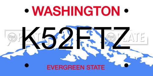 K52FTZ Washington License Plate